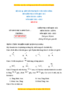 Đề thi cuối kì 2 Toán 6 Kết nối tri thức (Đề 3)