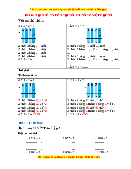 VBT Toán lớp 3 Bài 10 (Chân trời sáng tạo): Nhân số có bốn chữ số với số có một chữ số
