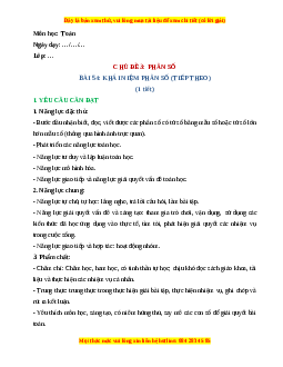 Giáo án Khái niệm phân số (tiếp theo) Toán lớp 4 Cánh diều
