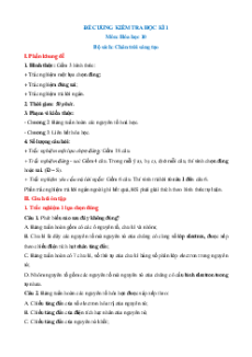 Đề cương Cuối kì 1 Hóa học 10 Chân trời sáng tạo