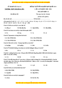 Đề thi thử Hóa Học trường Yên Dũng 2 năm 2021