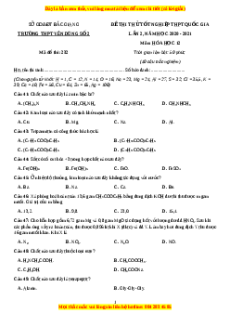 Đề thi thử Hóa Học trường Yên Dũng 2 năm 2021