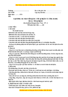 Giáo án Tích phân Toán 12 Giải tích