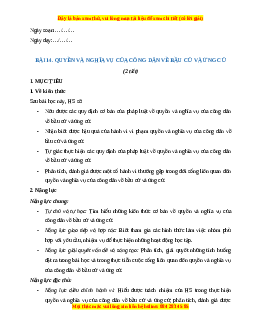 Giáo án Bài 14 KTPL 11 Kết nối tri thức: Quyền và nghĩa vụ cơ bản của công dân về bầu cử và ứng cử