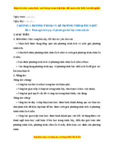 Giáo án Phương trình quy về phương trình bậc nhất một ẩn Toán 9 Cánh diều