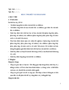 Giáo án Bài 5 Hóa học 12 Chân trời sáng tạo: Tinh bột và cellulose