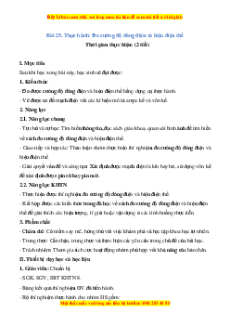 Giáo án Thực hành đo cường độ dòng điện và hiệu điện thế Vật lí 8 Kết nối tri thức