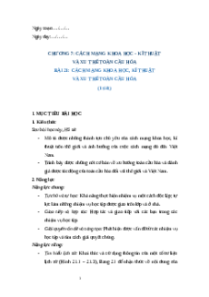 Giáo án Bài 21 Lịch sử 9 Cánh diều: Cách mạng khoa học - kĩ thuật và xu thế toàn cầu hóa