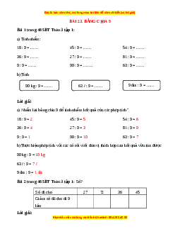 VBT Toán lớp 3 Bài 23 (Cánh diều): Bảng chia 9