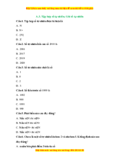 Trắc nghiệm Tập hợp số tự nhiên. Ghi số tự nhiên Toán 6 Chân trời sáng tạo
