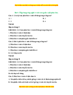 Trắc nghiệm Bài 9: Sử dụng công nghệ vi sinh trong sản xuất phân bón