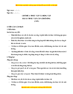 Giáo án Bài 15 Khoa học lớp 4 (Kết nối tri thức): Thực vật cần gì để sống