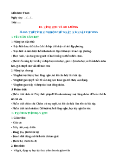 Giáo án Thể tích hình hộp chữ nhật, hình lập phương Toán lớp 5 Cánh diều