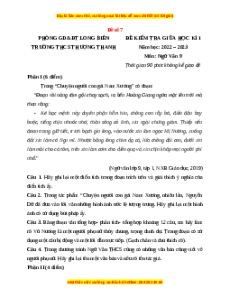 Đề thi giữa kì 1 Ngữ văn 9 - Đề 7