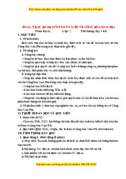 Giáo án Bài 12 Địa lí 7 Chân trời sáng tạo: Thực hành sưu tầm tư liệu về Cộng hoà Nam Phi