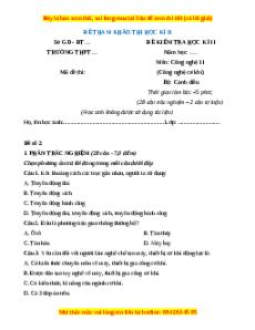 Đề thi Công nghệ 11 cuối kì 2 Cánh diều (Công nghệ cơ khí) - Đề 2