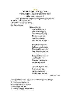 Đề thi giữa kì 1 Tiếng Việt lớp 5 Chân trời sáng tạo (Đề 4)
