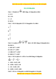 Trắc nghiệm Số thập phân Toán 6 Cánh diều