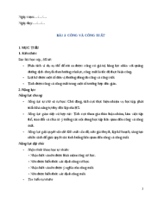 Giáo án Bài 3: Công và công suất Khoa học tự nhiên 9 Chân trời sáng tạo