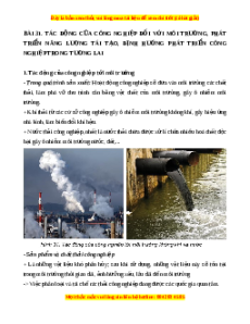 Lý thuyết Bài 31 Địa lý 10 Chân trời sáng tạo: Tác động của công nghiệp đối với môi trường, phát triển năng lượng tái tạo, định hướng phát triển công nghiệp trong tương lai