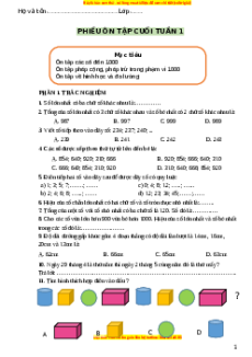 Bài tập cuối tuần Toán lớp 3 Tuần 1 Cánh diều (có lời giải)