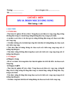 Giáo án Bài 10: Đoạn mạch song song Khoa học tự nhiên 9 Chân trời sáng tạo