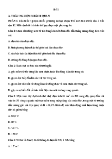 Bộ 3 đề thi Giữa kì 2 Vật lí 12 Kết nối tri thức có đáp án