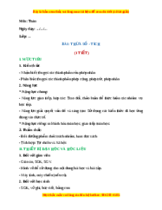 Giáo án Thừ số - Tích Toán 2 Chân trời sáng tạo