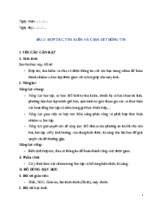 Giáo án Chủ đề B Bài 2 Tin học lớp 5 Cánh diều: Hợp tác, tìm kiếm và chia sẻ thông tin
