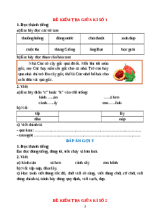 Bộ 10 đề thi Giữa kì 1 Tiếng Việt lớp 1 Cánh diều có đáp án