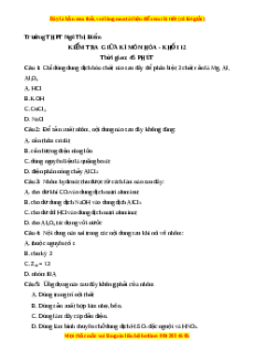 Đề thi giữa kì 2 Hóa học 12 trường THPT Ngô Thị Điểm - Vĩnh Long năm 2023