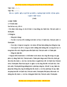 Giáo án Bài 21 KTPL 10 Kết nối tri thức: Quốc hội, Chủ tịch nước, Chính phủ nước Cộng hòa xã hội chủ nghĩa Việt Nam