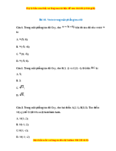 Trắc nghiệm Vectơ trong mặt phẳng tọa độ Toán 10 Kết nối tri thức