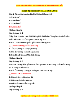 Trắc nghiệm Địa lí 7 Bài 19 Chân trời sáng tạo: Thiên nhiên châu Đại Dương