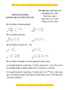 Đề thi giữa kì 1 Toán 7 Cánh diều THCS Nguyễn Công Trứ - Hà Nội