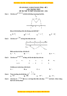 Đề thi thử tốt nghiệp Toán Liên trường THPT Hà Tĩnh - Đề 2 năm 2024