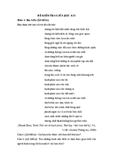 Đề thi giữa kì 1 Ngữ văn 12 Chân trời sáng tạo (Đề 1)