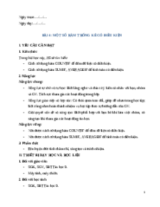 Giáo án Chủ đề E3 Bài 4: Một số hàm thống kê có điều kiện Tin học 9 Cánh diều