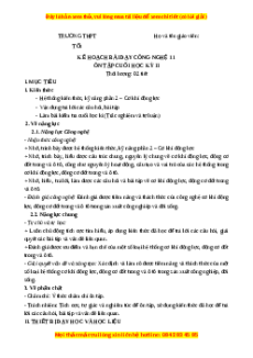 Giáo án Bài Ôn tập cuối học kì 2 Công nghệ cơ khí 11 Kết nối tri thức