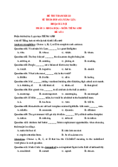 15+ Đề thi ĐGNL ĐHQG Hà Nội HSA môn Tiếng Anh (có lời giải)