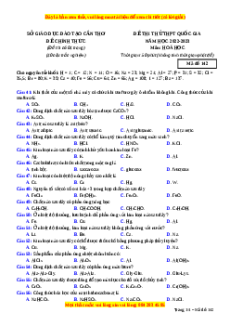 Đề thi thử Hóa học Sở Cần Thơ Đề 3 năm 2023