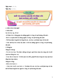 Giáo án Bài 1: Em biết ơn những người có công với quê hương, đất nước Đạo đức lớp 5 Cánh diều