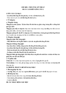 Giáo án Bài 13 Công nghệ lớp 4 Cánh diều: Làm đèn lồng