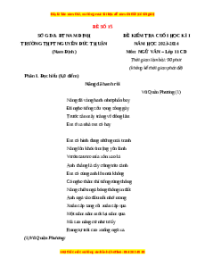 Đề thi cuối kì 1 Ngữ văn 11 Cánh diều - Đề 15