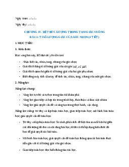 Giáo án Tỉ số lượng giác của góc nhọn Toán 9 Kết nối tri thức