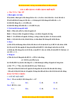 Chuyên đề Bội chung và bội chung nhỏ nhất Toán 6 Cánh diều