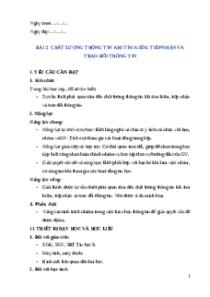 Giáo án Bài 2: Chất lượng thông tin khi tìm kiếm, tiếp nhận và trao đổi Tin học 9 Cánh diều