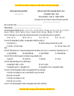 Đề thi thử Hóa Học Sở Bình Phước lần 1 năm 2021