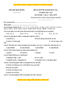 Đề thi thử Hóa Học Sở Bình Phước lần 1 năm 2021