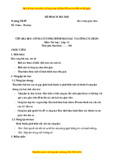 Giáo án Bài 26 Tin 11 Kết nối tri thức: Công cụ chỉnh máu sắc và công cụ chọn
